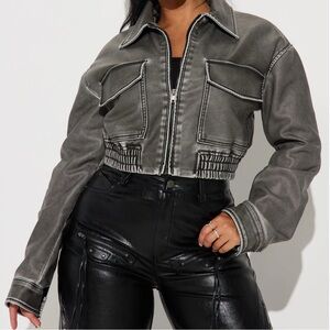 Women's Gray Cropped Jacket